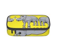 OTTKGGA Animal Rhino - Estuche con cremallera de gran capacidad, organizador de papelería, bolsa de maquillaje para escuela, oficina, viajes, Black, Talla única, Maleta