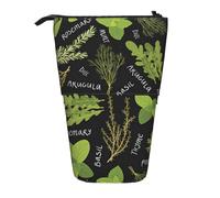 OTTKGGA Basil Thyme Dill & Romero - Estuche telescópico de pie con cremallera, portátil, para escuela, oficina, estudiante, Black, Talla única