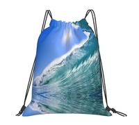 OTTKGGA Big Ocean Wave Hd - Bolsas de cordón impermeables para natación, gimnasio, gran capacidad, ligeras, para viajes y playa, White, One Size, Casual