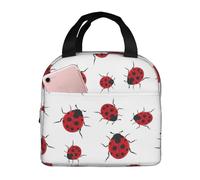 OTTKGGA Bolsa de almuerzo con aislamiento de mariquita, bolsa de almuerzo, bolsa de picnic, bolsa térmica portátil, trabajo, escuela, picnic.