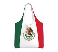 OTTKGGA Bolsa de lona con diseño de bandera de México con un hombro, gran capacidad, para compras, trabajo, viajes, uso diario, Black, Talla única