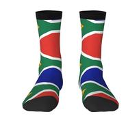OTTKGGA Calcetines tobilleros con la bandera de Sudáfrica UK 4-9 EU 36-44, longitud media, transpirables, deportes diarios, unisex, 3 Negro, Altoa única