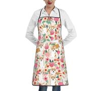 OTTKGGA Corgi - Delantales impermeables con estampado de flores y flores primaverales, bolsillos grandes, ajustables, para cocina, hornear, jardín, barbacoa, pintura, blanco, Taille unique