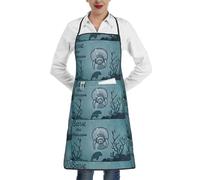 OTTKGGA Crazy Save Manatee - Delantales impermeables con bolsillos grandes, ajustables, para cocina, hornear, jardín, barbacoa, pintura, blanco, Taille unique