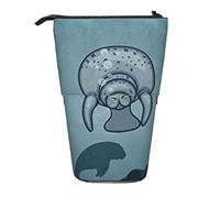OTTKGGA Crazy Save Manatee - Estuche telescópico de pie con cremallera, portátil, para escuela, oficina, estudiante, Black, Talla única