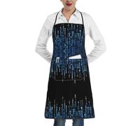 OTTKGGA Delantales impermeables con estampado binario azul, bolsillos grandes, ajustables, cocina, hornear, jardín, barbacoa, pintura, blanco, Taille unique