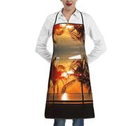 OTTKGGA Delantales impermeables con estampado de árboles de coco y bolsillos grandes, ajustables, para cocina, hornear, jardín, barbacoa, pintura, blanco, Taille unique