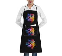 OTTKGGA Delantales impermeables con estampado de explosión de polvo de colores, bolsillos grandes, ajustables, cocina, hornear, jardín, barbacoa, pintura, blanco, Taille unique
