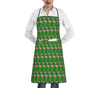 OTTKGGA Delantales impermeables con estampado de flamencos de dibujos animados, bolsillos grandes, ajustables, cocina, hornear, jardín, barbacoa, pintura, blanco, Taille unique