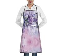 OTTKGGA Delantales impermeables con estampado de flores de glicina con colores de ensueño, bolsillos grandes, ajustables, cocina, cocina, hornear, jardín, barbacoa, pintura, blanco, Taille unique