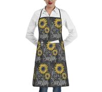 OTTKGGA Delantales impermeables con estampado de girasoles con bolsillos grandes ajustables para cocina, cocina, hornear, jardín, barbacoa, pintura, blanco, Taille unique