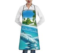 OTTKGGA Delantales impermeables con estampado de peces de mar bajo el agua, bolsillos grandes, ajustables, cocina, hornear, jardín, barbacoa, pintura, blanco, Taille unique