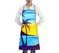 OTTKGGA Delantales impermeables con estampado de playa relajado, bolsillos grandes, ajustables, cocina, cocina, hornear, jardín, barbacoa, pintura, blanco, Taille unique