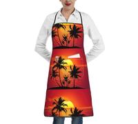 OTTKGGA Delantales impermeables con estampado de puesta de sol tropical, bolsillos grandes, ajustables, para cocina, cocina, hornear, jardín, barbacoa, pintura, blanco, Taille unique