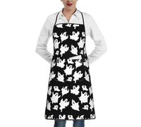 OTTKGGA Delantales impermeables con estampado gótico de Halloween, bolsillos grandes, ajustables, cocina, hornear, jardín, barbacoa, pintura, blanco, Taille unique