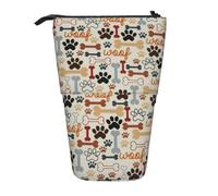 OTTKGGA Dog Bones - Estuche telescópico para lápices con cremallera, portátil, para escuela, oficina, estudiante, Black, Talla única