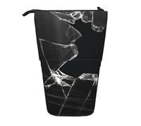OTTKGGA Estuche telescópico con ventana rota, organizador de papelería con cremallera, portátil, para escuela, oficina, estudiante, Black, Talla única