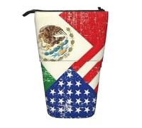 OTTKGGA Estuche telescópico de pie con bandera mexicana americana, organizador de papelería con cremallera, portátil, para escuela, oficina, estudiante, Black, Talla única