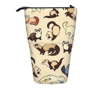 OTTKGGA Estuche telescópico de pie con diseño de panda pequeño, organizador de papelería con cremallera, portátil, para escuela, oficina, estudiante, Black, Talla única