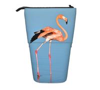 OTTKGGA Flamingo in Water Ripple - Estuche telescópico para lápices, organizador de papelería con cremallera, portátil, para escuela, oficina, estudiante, Black, Talla única