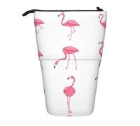 OTTKGGA Flamingos On White - Estuche telescópico para lápices, organizador de papelería con cremallera, portátil, para escuela, oficina, estudiante, Black, Talla única