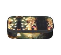 OTTKGGA Fluffy Puppy - Estuche organizador de papelería con cremallera de gran capacidad para escuela, oficina, viajes, Black, Talla única, Maleta