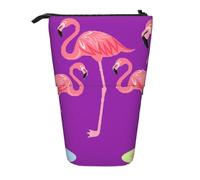 OTTKGGA Four Flamingos - Estuche telescópico de pie para lápices, organizador de papelería con cremallera, portátil, para escuela, oficina, estudiante, Black, Talla única