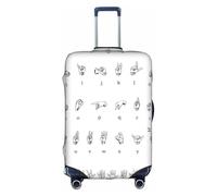 OTTKGGA Funda protectora elástica para maleta, diseño de lenguaje de señas, alfabeto, antiarañazos, para equipaje de 18 a 32 pulgadas, White, XL