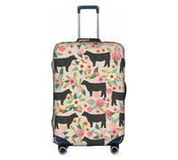 OTTKGGA Funda protectora elástica para maleta, diseño de vacas de buey y flores, color rosa, antiarañazos, para equipaje de 18 a 32 pulgadas, White, M