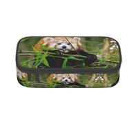 OTTKGGA Little Red Panda - Estuche organizador de artículos de papelería, bolsa de maquillaje para escuela, oficina, viajes, Black, Talla única, Maleta