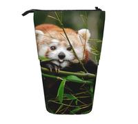 OTTKGGA Little Red Panda - Estuche telescópico de pie con cremallera, portátil, para escuela, oficina, estudiante, Black, Talla única