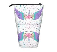 OTTKGGA Purple Wings - Estuche telescópico para lápices, organizador de papelería con cremallera, portátil, para escuela, oficina, estudiante, Black, Talla única