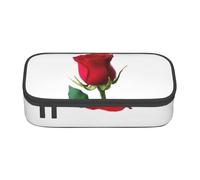 OTTKGGA Red Rose - Estuche con cremallera de gran capacidad, organizador de artículos de papelería, bolsa de maquillaje para escuela, oficina, viajes, Black, Talla única, Maleta