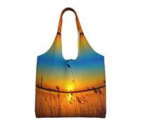 OTTKGGA Reeds By The River - Bolsa de lona con un hombro, gran capacidad, para compras, trabajo, viajes, uso diario, Black, Talla única