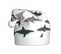 OTTKGGA Sombrero de Navidad con diseño náutico de tiburones para adultos, gorro decorativo de felpa, suave, no destiñe, para fiestas, Año Nuevo