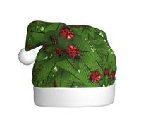 OTTKGGA Sombrero de Navidad para adultos, diseño de hojas y mariquitas, gorro decorativo de felpa, suave, no destiñe, para fiestas, Año Nuevo