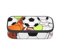OTTKGGA Sports Ball - Estuche organizador de artículos de papelería, bolsa de maquillaje para escuela, oficina, viajes, Black, Talla única, Maleta