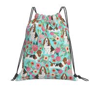 OTTKGGA Sweet Basset Hound Florals - Bolsas de cordón impermeables para natación, gimnasio, gran capacidad, ligeras, viajes, playa, White, One Size, Casual