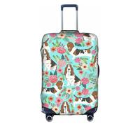 OTTKGGA Sweet Basset Hound - Funda protectora para maleta, diseño floral, elástica, antiarañazos, para equipaje de 18 a 32 pulgadas, White, XL