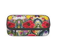 OTTKGGA Tulip Garden - Estuche organizador de artículos de papelería, bolsa de maquillaje para escuela, oficina, viajes, Black, Talla única, Maleta
