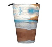 OTTKGGA Water Rush to Tropical Beach - Estuche telescópico de pie con cremallera, portátil, para escuela, oficina, estudiante, Black, Talla única