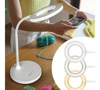 OttLite Vibe - Anillo de luz LED, recargable y portátil, 3 temperaturas de color, luz de libro, lámpara de mesa, lectura, trabajo, lámpara de escritorio para oficina en casa o mesita de noche