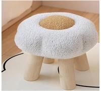 Ottman - Taburete para 1 persona, color amarillo, de tela compacta, pequeño reposapiés de tela de felpa de algodón, asiento acolchado, taburete de madera de pino, taburete de mesa pequeña, reposapiés