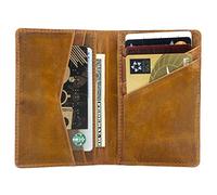 OTTO ANGELINO Cartera en Forma de Libro con 2 Compartimentos de Cuero Auténtico y Ranuras Aptas para Móvil, Bloqueo RFID