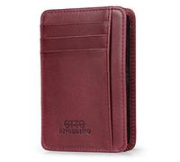 Otto Angelino Cartera estilo sobre de cuero genuino, Bloqueo de RFID, Unisex, Color Morado Damson