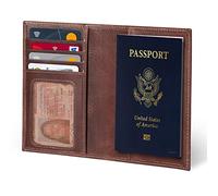 Otto Angelino Cartera para Pasaporte de Cuero Real - Bloqueo RFID y Etiqueta de Equipaje - Unisex (Marrón)