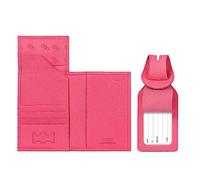 Otto Angelino Porta Pasaporte de Cuero Real - Bloqueo de RFID, Compartimiento para Billetes de avión, Etiquetas para Equipaje, Unisex, Rosa