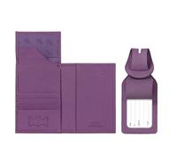 Otto Angelino Porta Pasaporte de Cuero Real - Bloqueo de RFID, Compartimiento para Billetes de avión, Etiquetas para Equipaje, Unisex, Púrpura