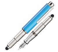 Otto Hutt design 05 028-61986 - Pluma estilográfica con revestimiento de platino de alta calidad y rayas a cuadros en color azul, grosor F