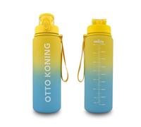 Otto Koning Botella Agua 1L Botella deportiva de Plástico Sin BPA. Hermética. Garrafa Agua con Cepillo de Limpieza, Boca Ancha, Correa Resistente Ideal para Deportes, Oficina, Bicicleta Reutilizable
